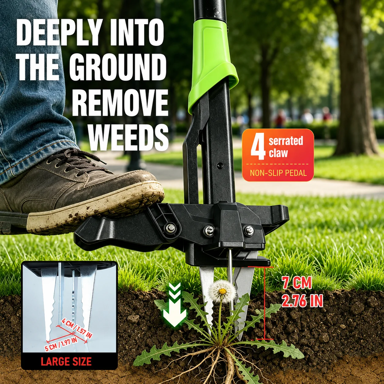 Désherbeur manuel à long manche, extracteur de racines, désherbeur de jardin à commande au pied, outil de désherbage de jardin, économiseur de travail