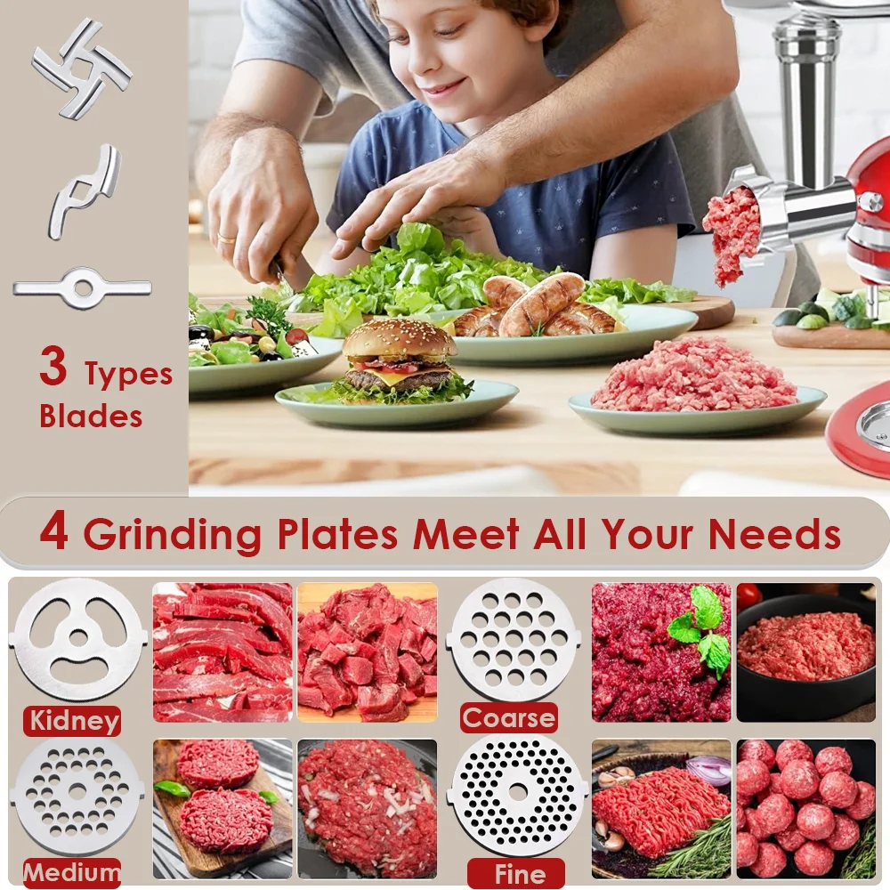 Accessoires de hachoir alimentaire en métal pour tous les mélangeurs sur socle KitchenAid