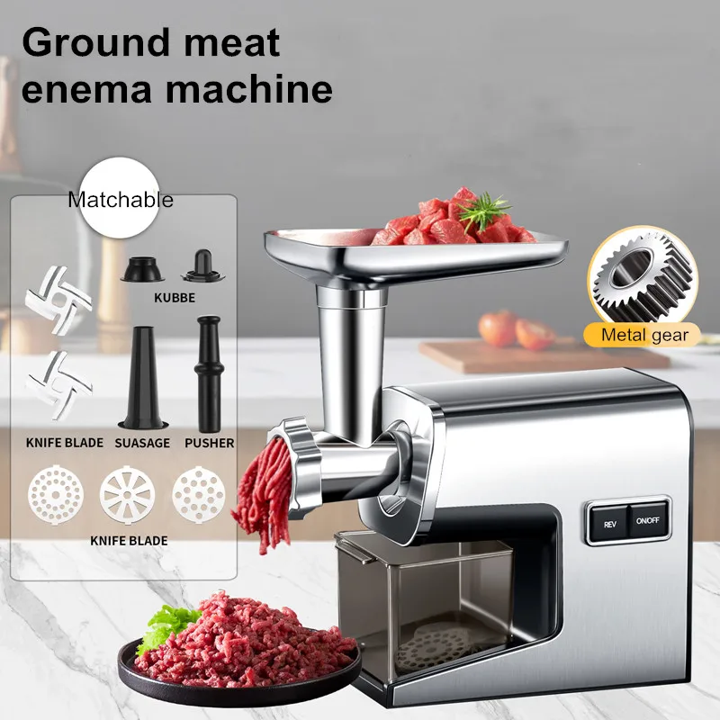 Hachoir à viande électrique professionnel – Hachoir et poussoir à saucisses en acier inoxydable pour la fabrication maison de viande séchée, facile à nettoyer