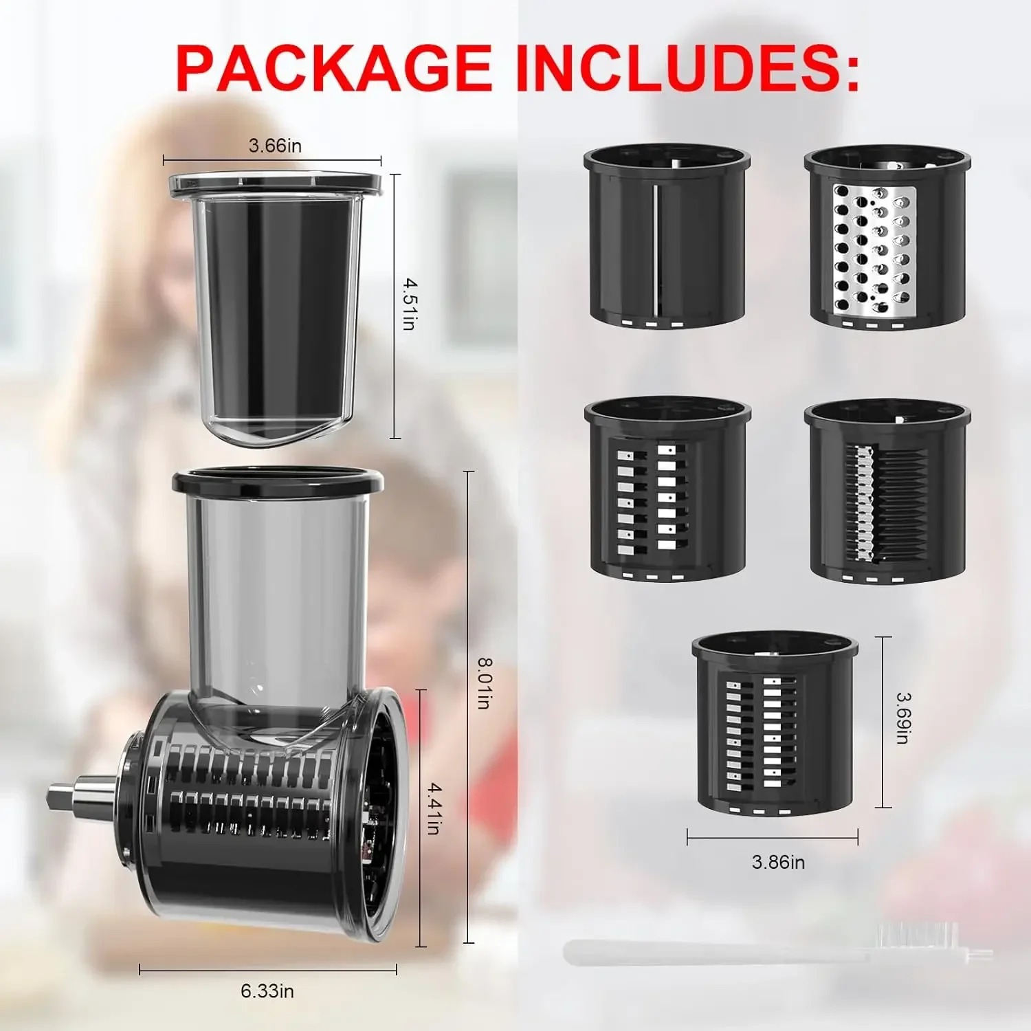 Accessoire de broyeur de trancheuse pour batteur sur socle KitchenAid avec 5 lames