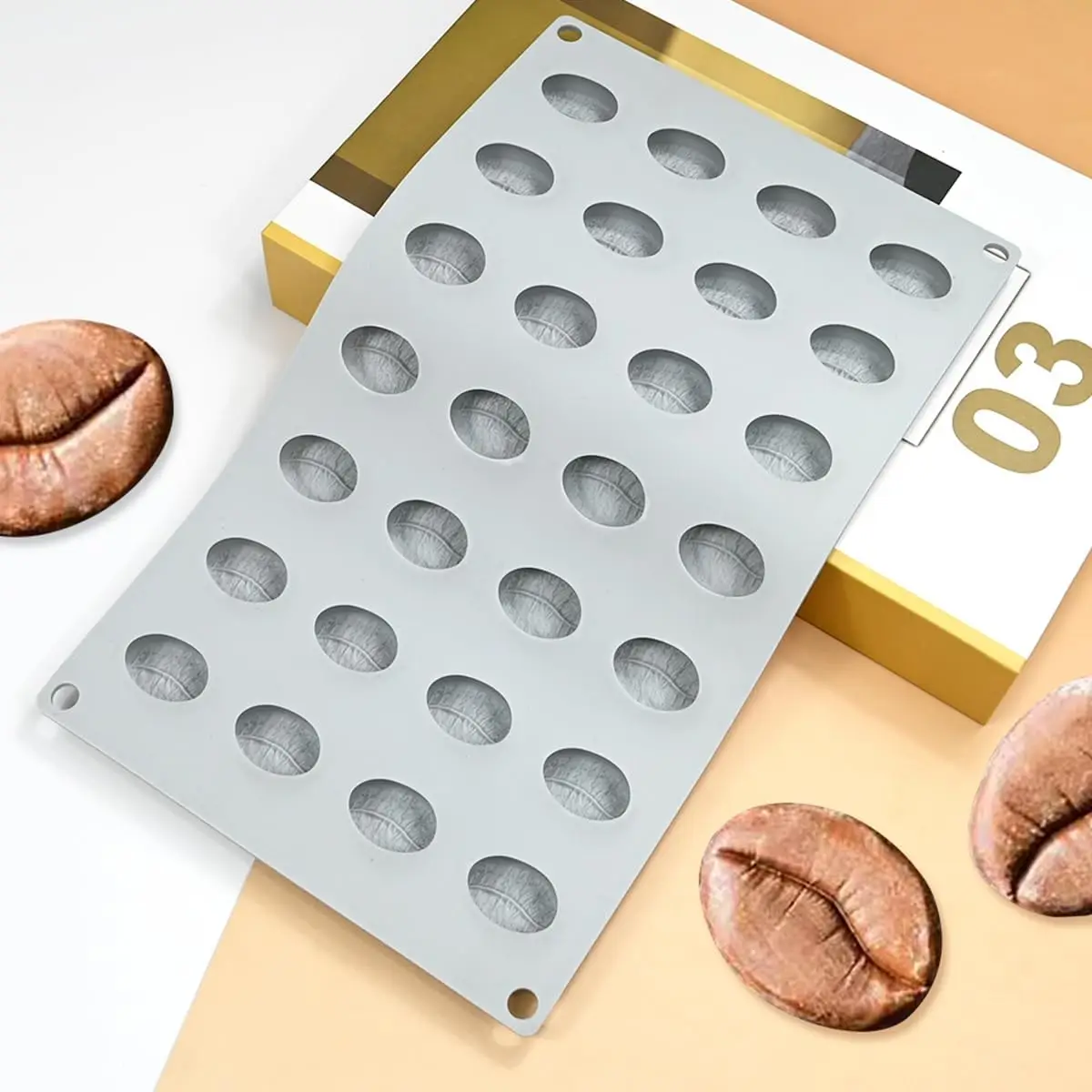 Moule en silicone en forme de grains de café pour gâteaux