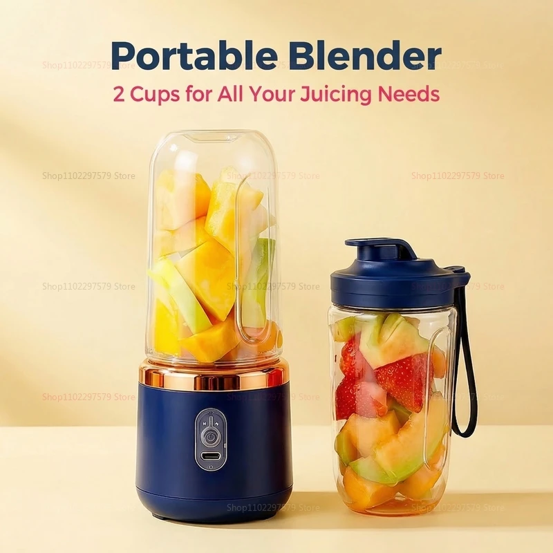 Mixeur de fruits multifonction portable USB double tasse – Blender électrique pour jus, smoothies et milkshakes