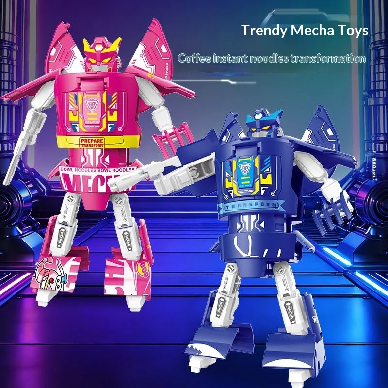 Robot Café - Jouet Transformable pour Enfants - Modèle Mecha Nouilles Instantanées - Figurine d'Action Garçon - Cadeau Éducatif Samouraï