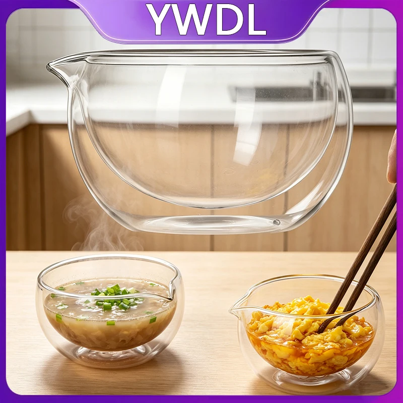 Bol en verre borosilicate à double paroi YWDL avec bec verseur