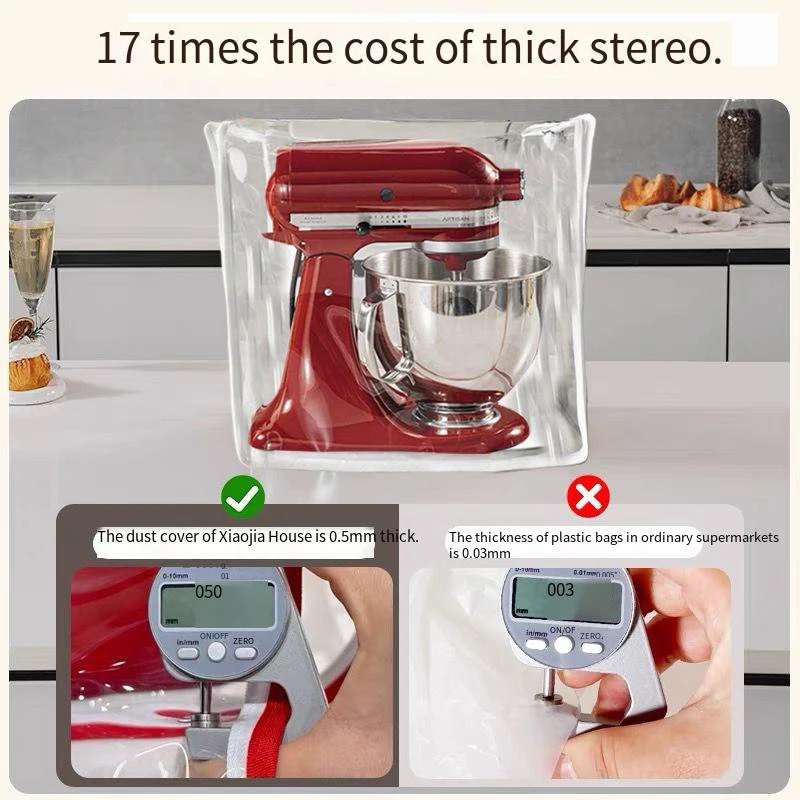 Pour KitchenAid4.5qt 5qt tête haute Housse anti-poussière en TPU du chef ; Étui de protection étanche à l'huile pour machine à mélanger et à pétrir transparente