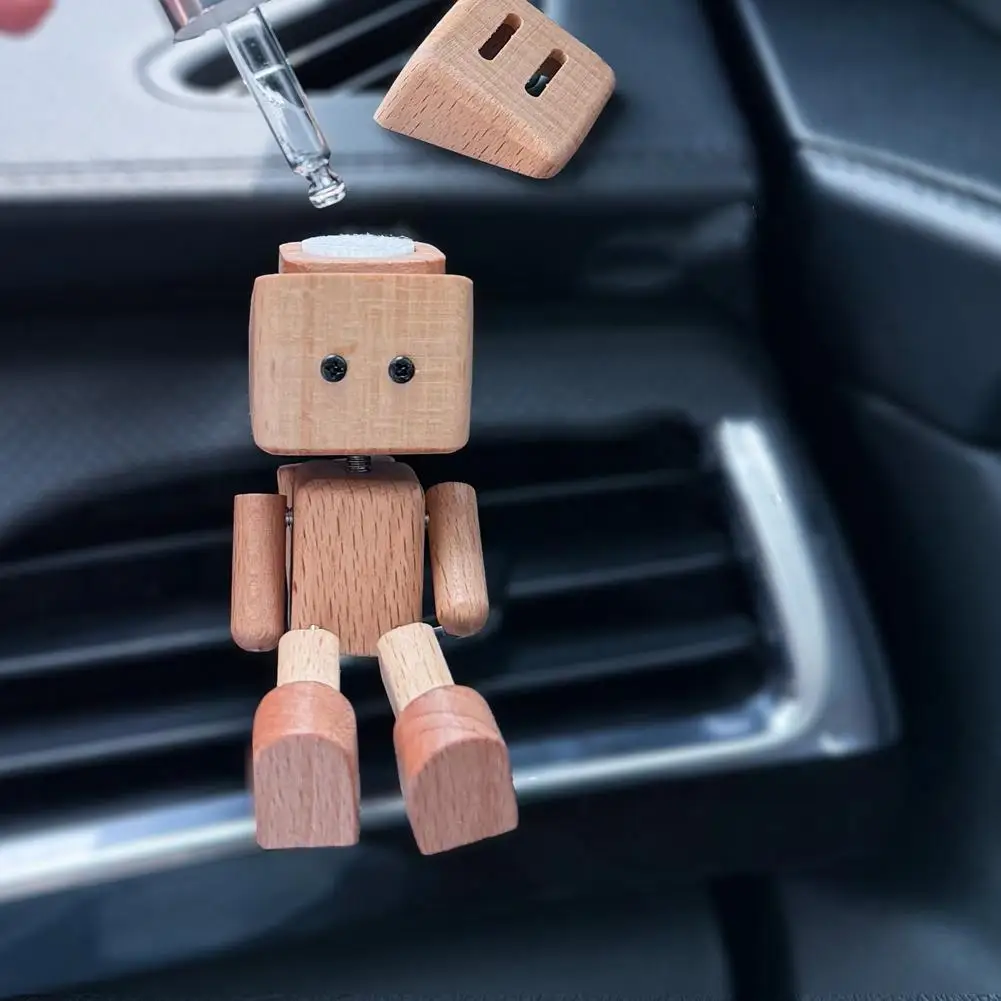 Figurine d'homme en bois secouant, Robot oscillant des jambes, mignon, intérieur de voiture, ornements en bois, décor de bureau amusant, cadeaux créatifs