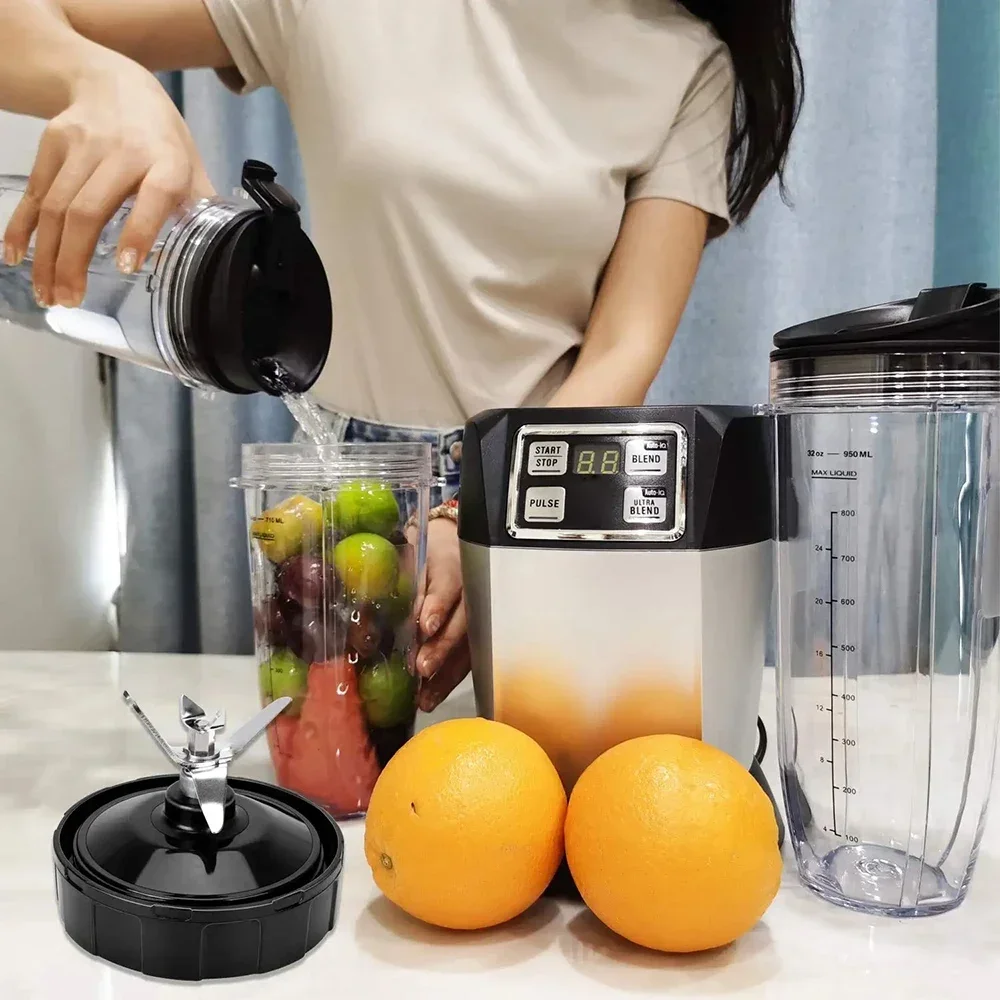 Lame inférieure extractrice à 7 ailettes pour mixeur-blender Nutri Ninja Auto IQ BL682 BL480 BL640 avec brosse et joint en caoutchouc