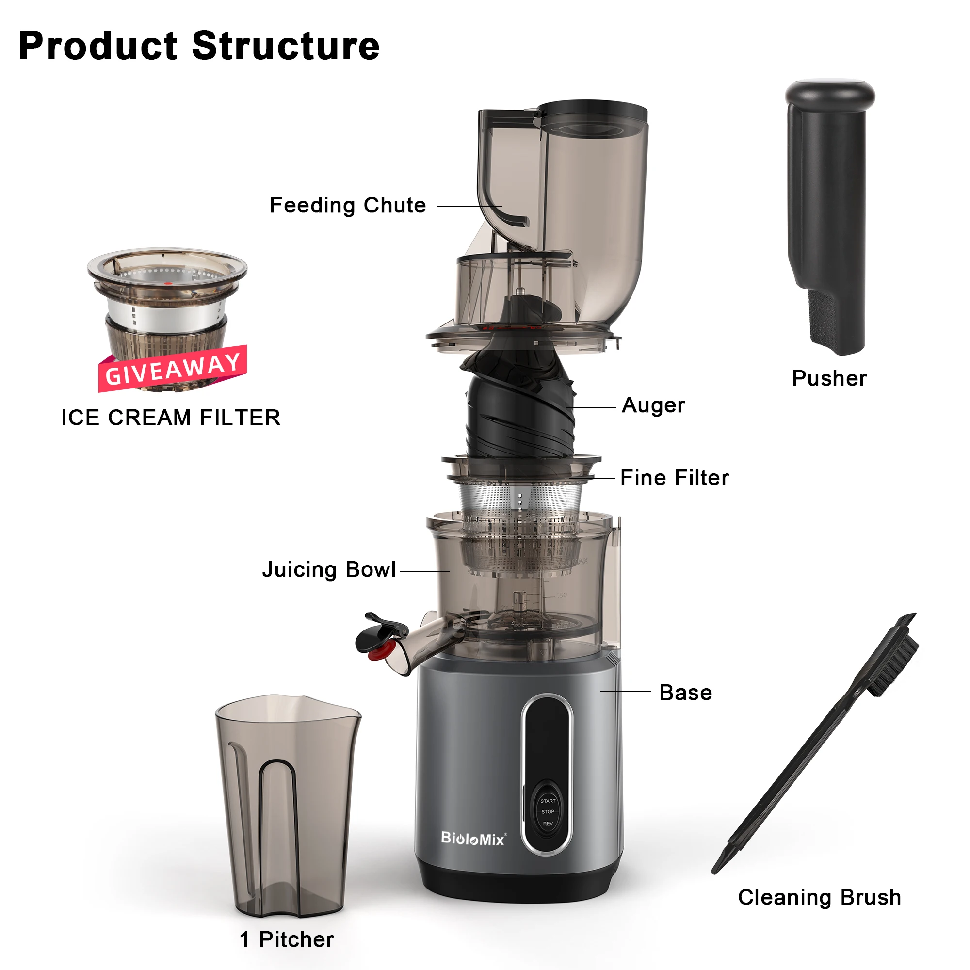 BioloMix-Extracteur de jus à mastication lente