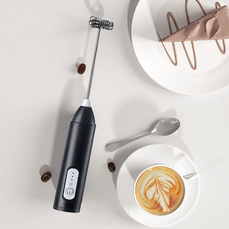 Mousseur à lait sans fil électrique type-c mélangeur à main en acier inoxydable Mini cafetière fouet