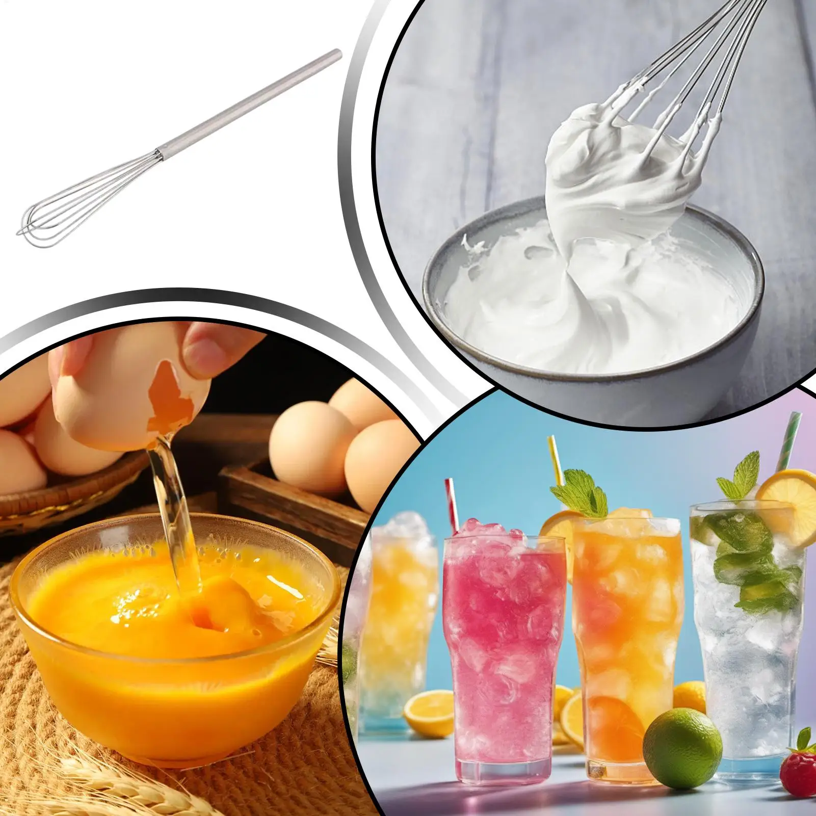 Mini fouet de 10 pouces en acier inoxydable ergonomique multifonctionnel pour la cuisine