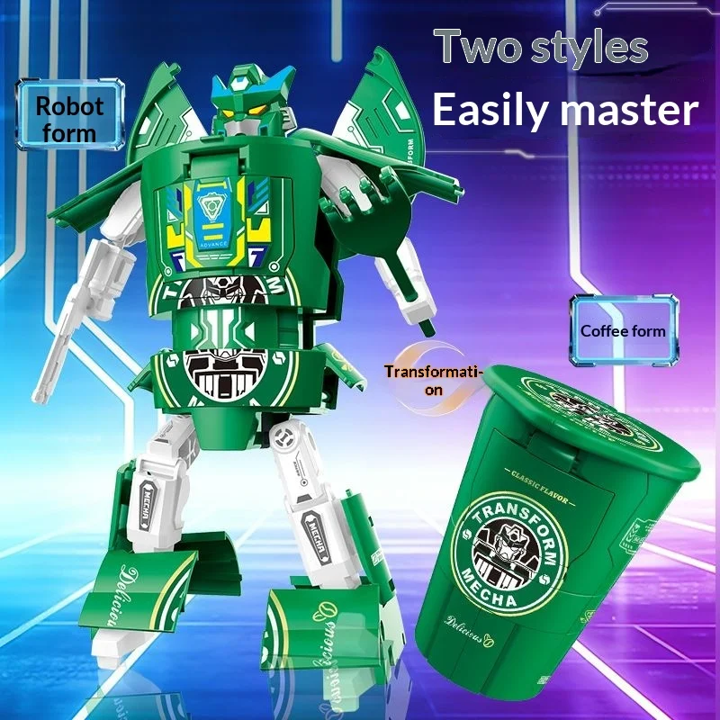 Robot Café - Jouet Transformable pour Enfants - Modèle Mecha Nouilles Instantanées - Figurine d'Action Garçon - Cadeau Éducatif Samouraï
