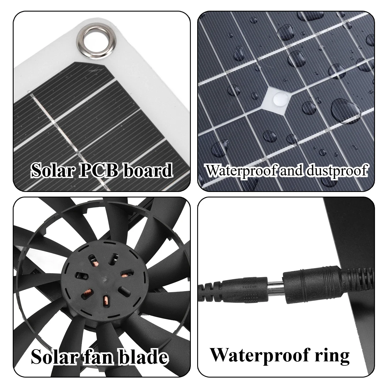 Kit de ventilateur solaire à faible bruit 15-25W, extracteur d'air fiable pour jardin, serre, ferme, abri pour animaux