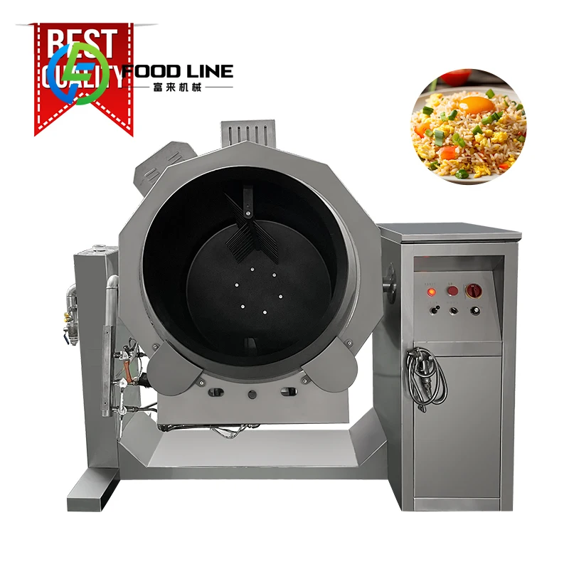 Wok de cuiseur de Robot de friture de tambour de gaz électrique entièrement automatique multifonction Intelligent personnalisé pour le riz frit