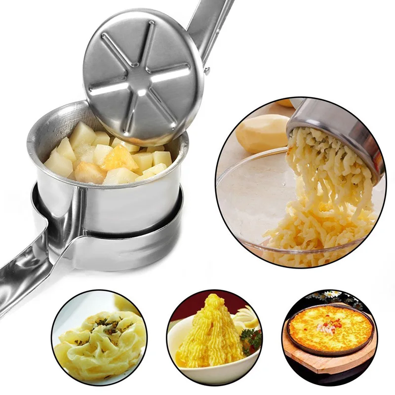 Ricer de pommes de terre manuel en acier, machine à purée de légumes