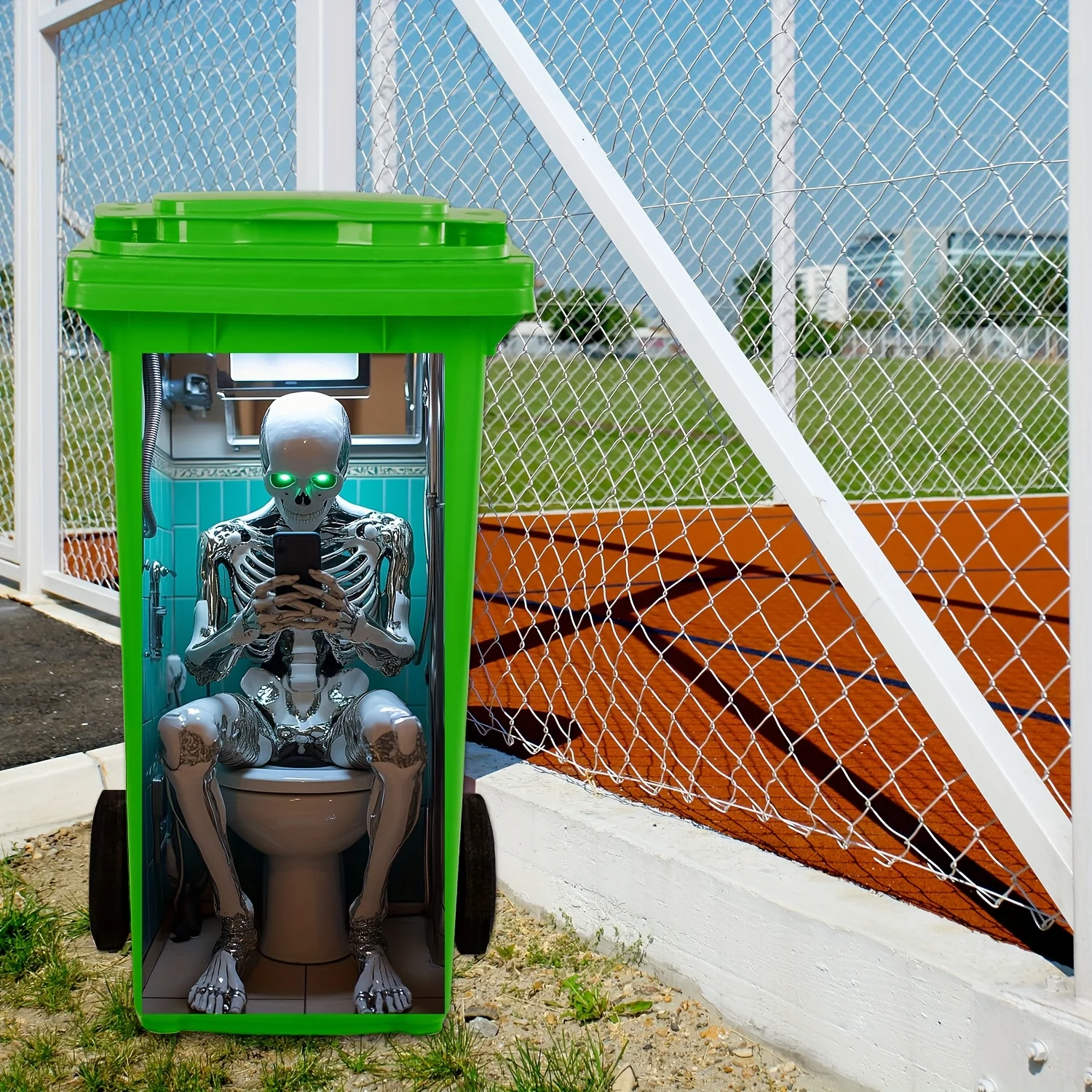 Autocollant de poubelle Robot crâne, 1 pouce, 11.81x27.56 pouces, autocollant auto-adhésif en PVC, décoration gothique créative pour la maison