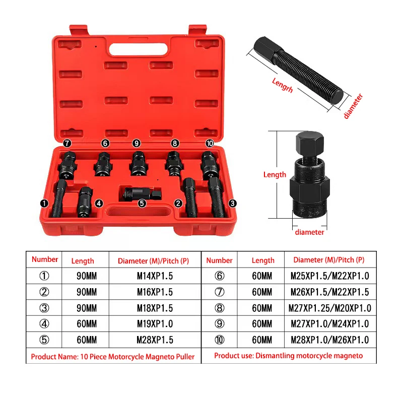 Extracteur de magnéto pour moto, ensemble d'outils, extracteur de volant d'inertie, dissolvant de Rotor de moteur de moto, accessoire d'entretien de moto