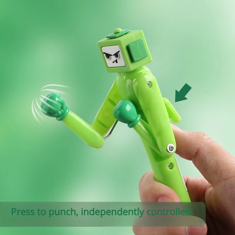 Stylo robot de boxe / Stylo accessoire pour cheveux en peluche avec bras de frappe, stylo de signature portable de dessin animé, idéal pour le bureau et la maison