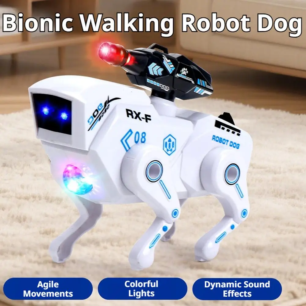 Jouet robot chien électrique pour enfants, animal de compagnie électronique bionique avec effets sonores et lumineux, chiot robot interactif éducatif