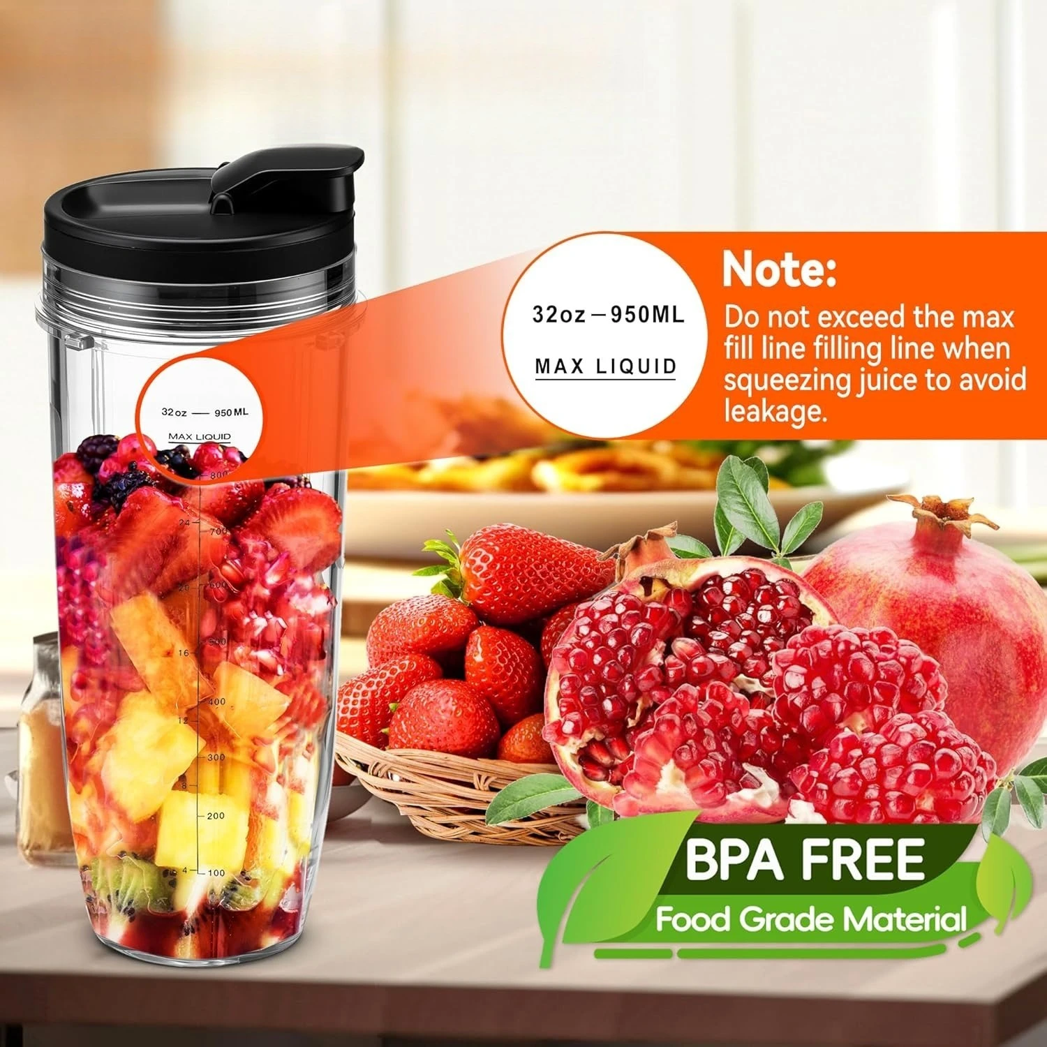 Tasse de mélangeur de 32oz avec couvercle à emporter
