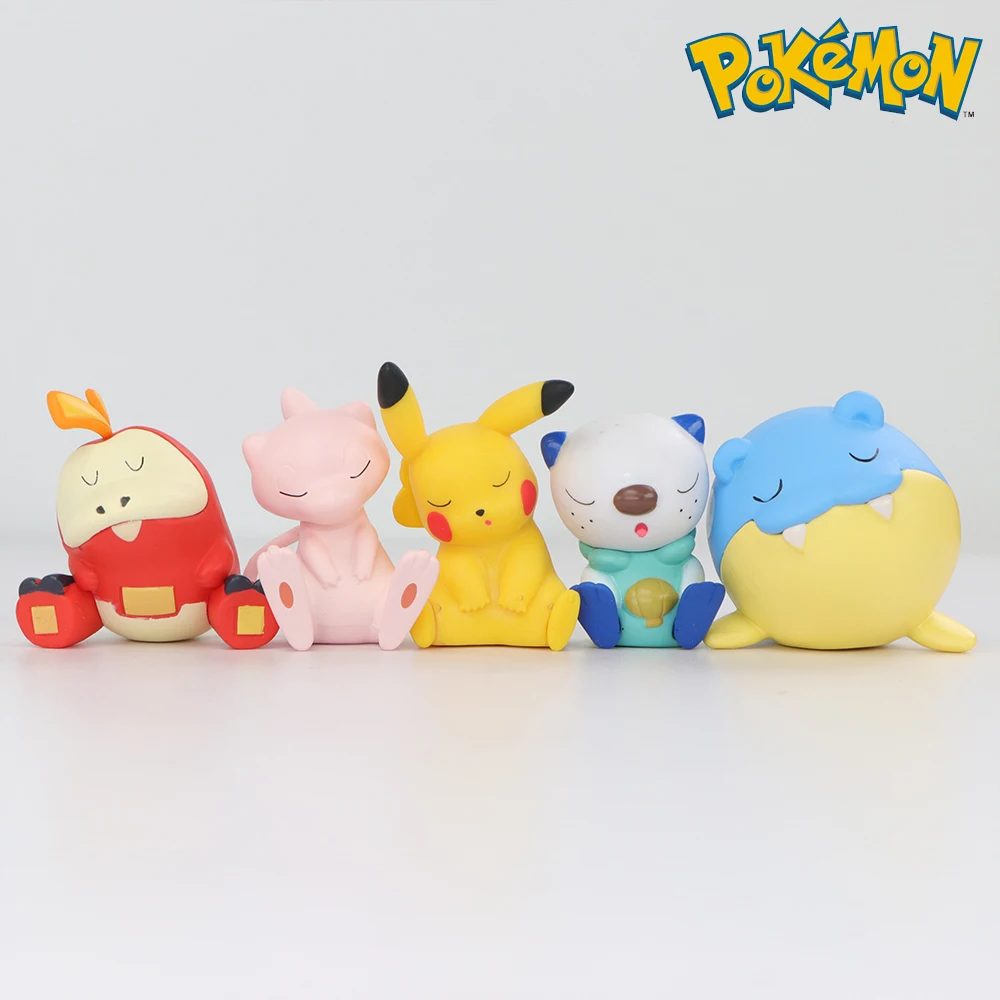 Ensemble de modèles Pokemon 5-6 pièces Mew Marill Spheal Fuecoco Oshawott, jouets figurines 4-6cm, poupées en PVC, petite Statue de bureau, cadeaux de décoration