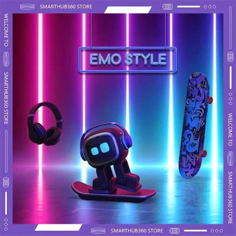 Robot intelligent EMO AI 2025 - Commande vocale, reconnaissance faciale et automatisation domestique, robot compagnon éducatif pour bureau intelligent