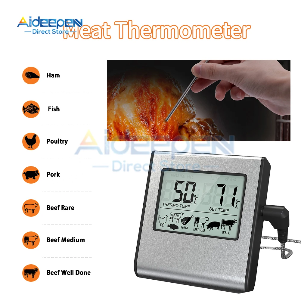 Thermomètre de Chef numérique, thermomètre de gril de cuisson de pâtisserie pour four ° C/ ° Thermomètre pour barbecue à viande de cuisine LCD à conversion F 0-300 ℃