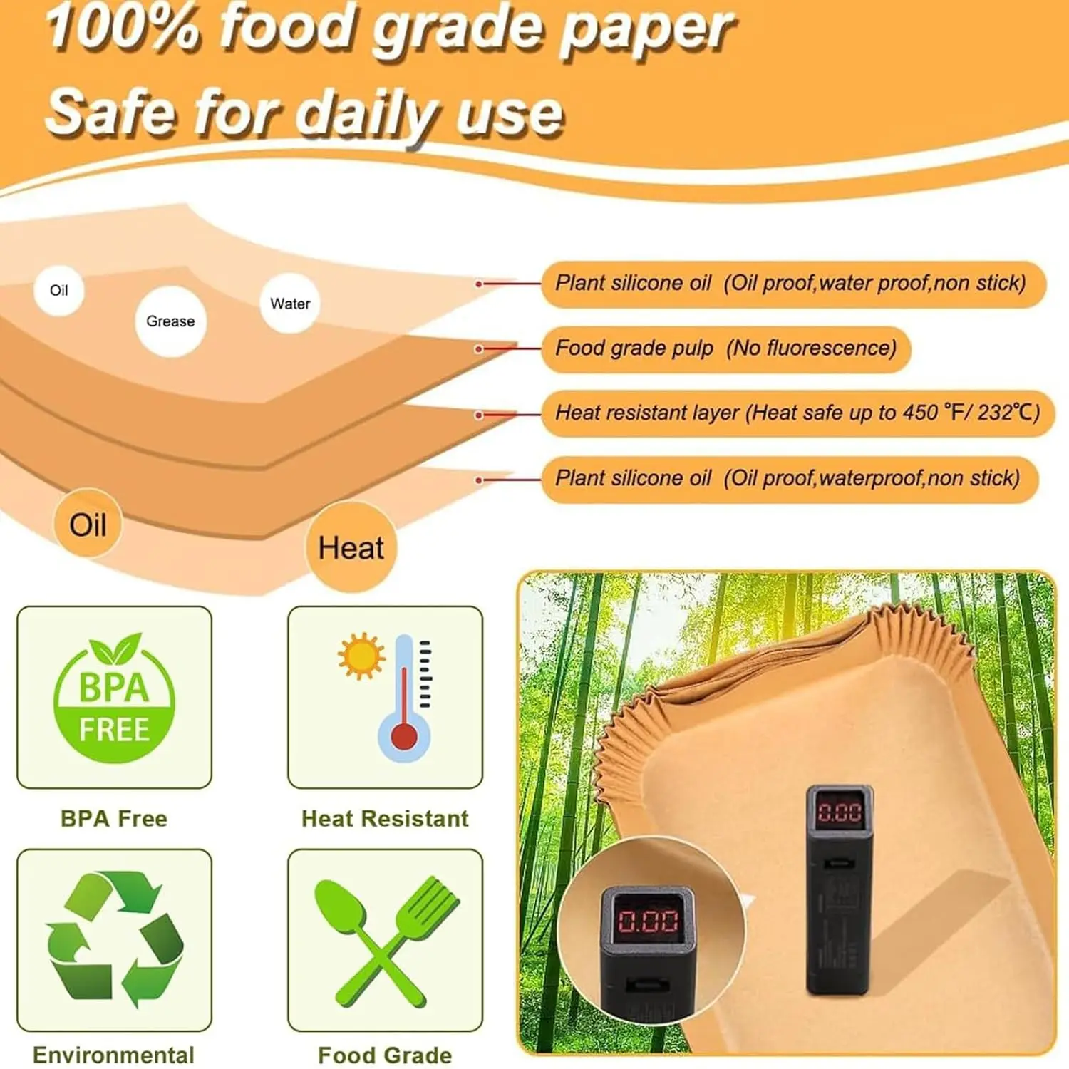 Papier parchemin pour friteuse à air