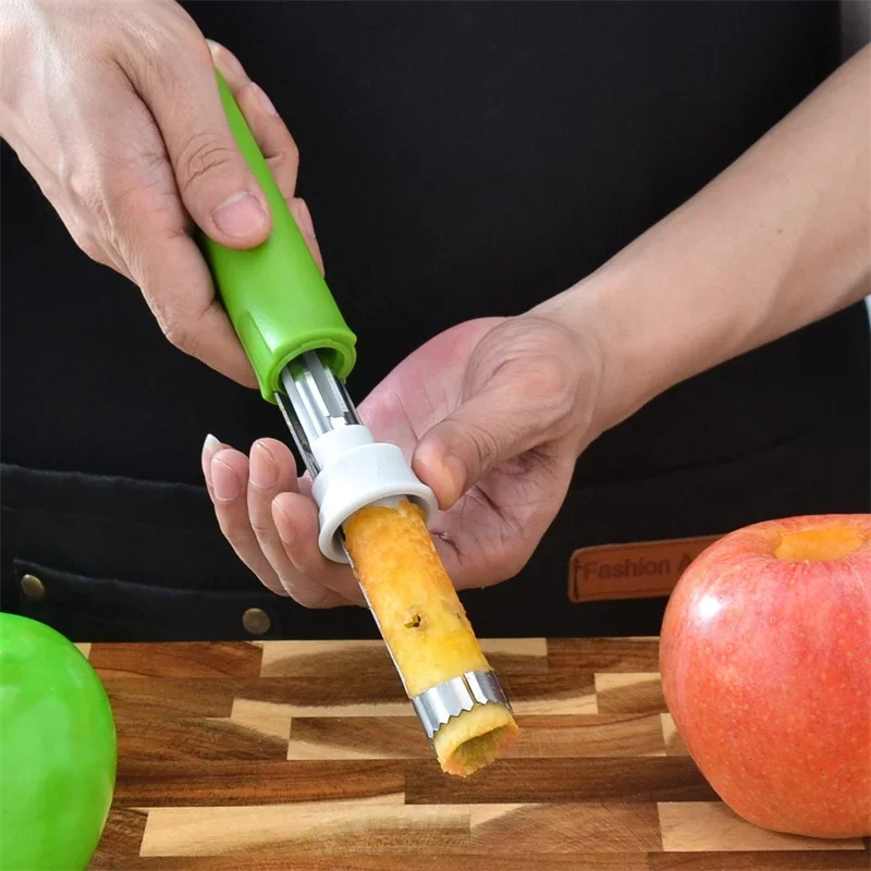 Nouvel éplucheur d'extracteur de fruits évolutif en acier inoxydable avec poignée antidérapante verte rouge bleue outils de carottage de poire de pomme de cuisine