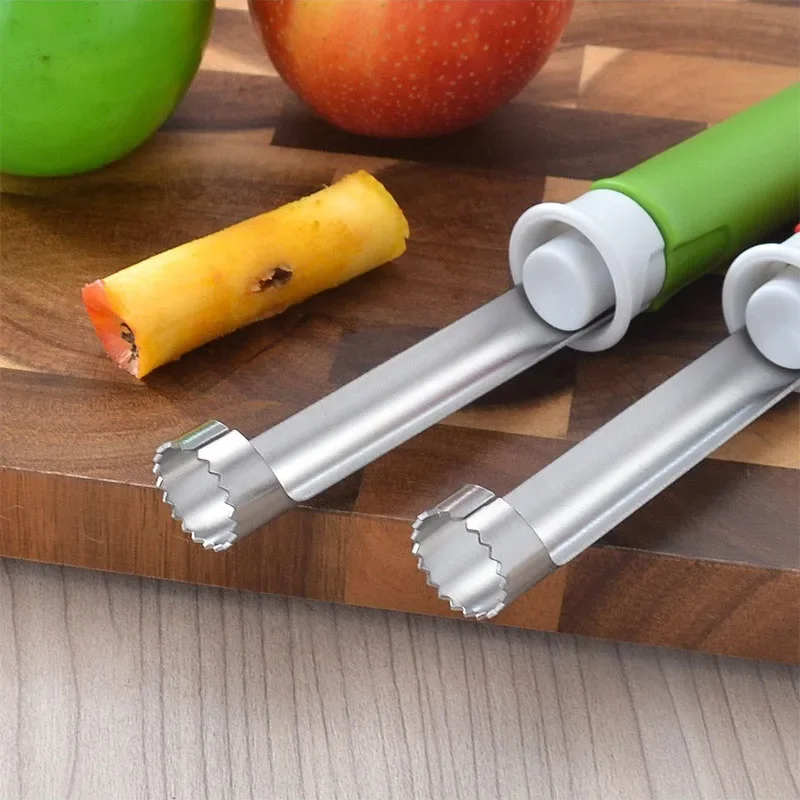 Nouvel éplucheur d'extracteur de fruits évolutif en acier inoxydable avec poignée antidérapante verte rouge bleue outils de carottage de poire de pomme de cuisine