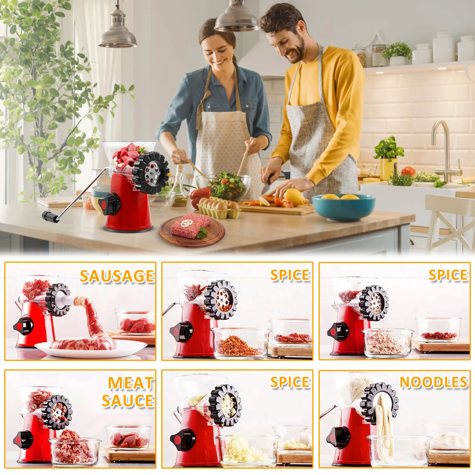 Hachoir à viande manuel pour farcir la viande, machine à viande, farce à saucisses, hachoir à épices, gadget de cuisine pour enfants, vidéo, 1995