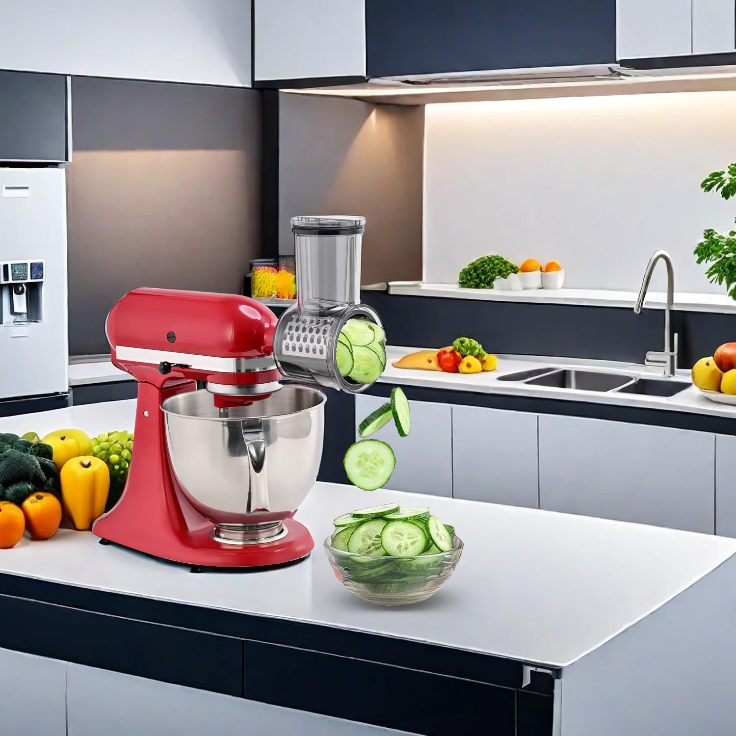 Accessoire de broyeur de trancheuse pour batteur sur socle KitchenAid avec 5 lames