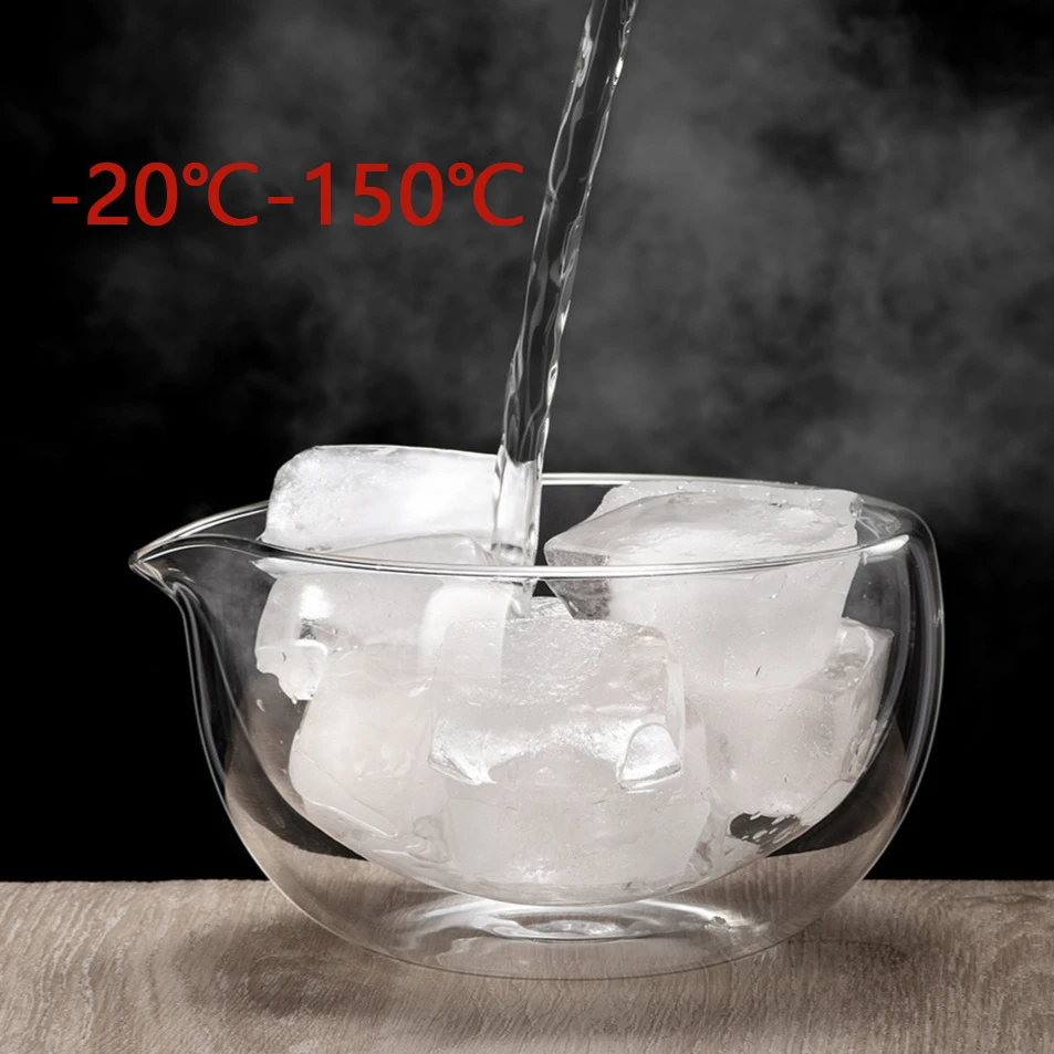 Bol en verre borosilicate à double paroi YWDL avec bec verseur