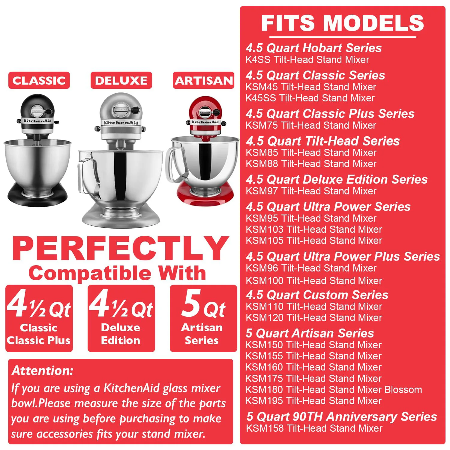 Accessoires de mélangeur pour Kitchenaid 4.5-5QT