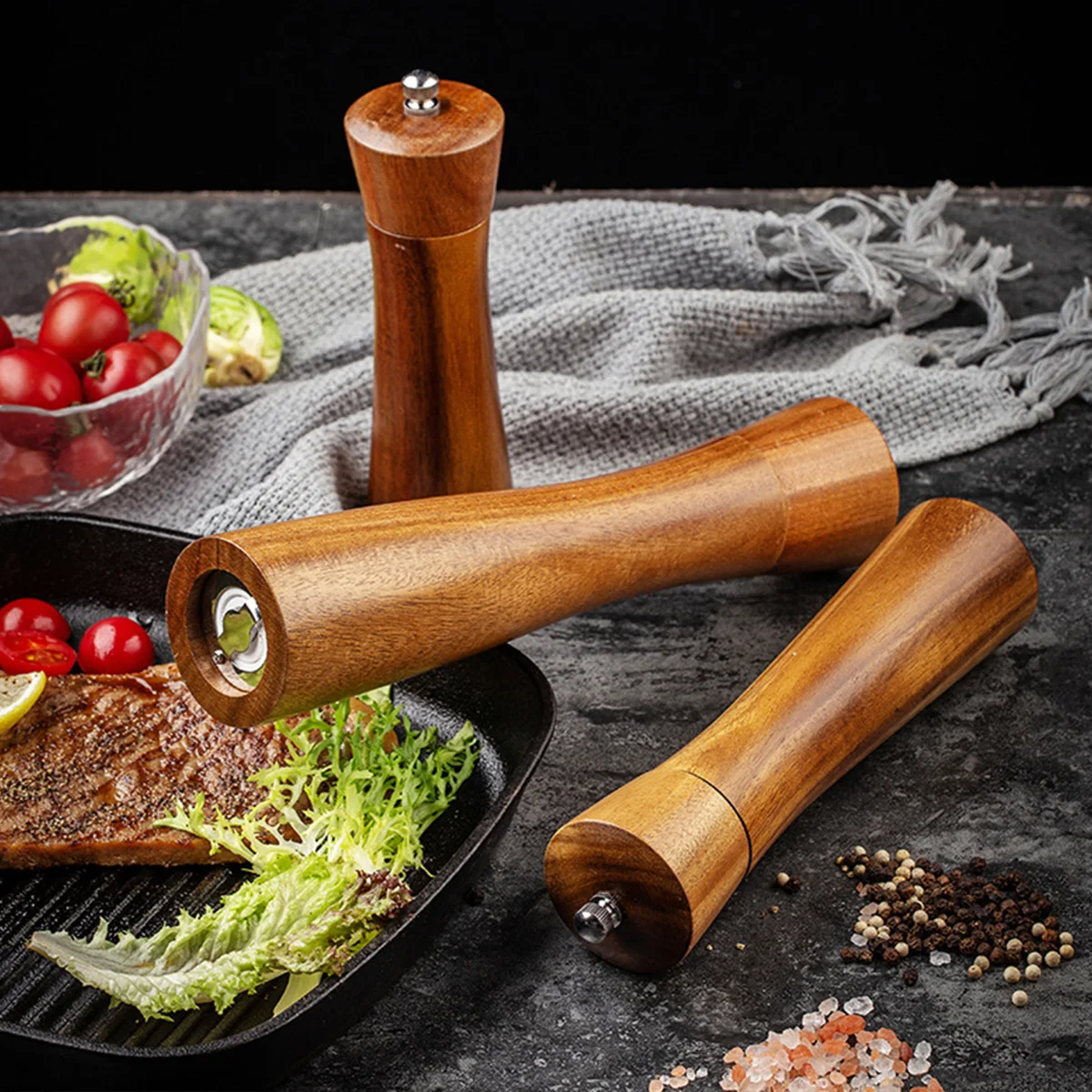 1PC-moulin à poivre en bois ; secoueur