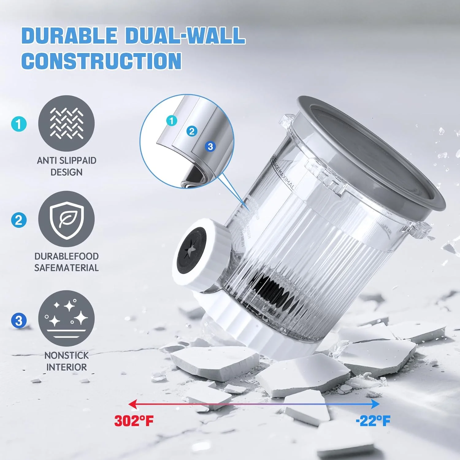 Contenants de remplacement Ninja Creami Swirl Pint avec couvercles assortis compatibles avec les machines à crème glacée