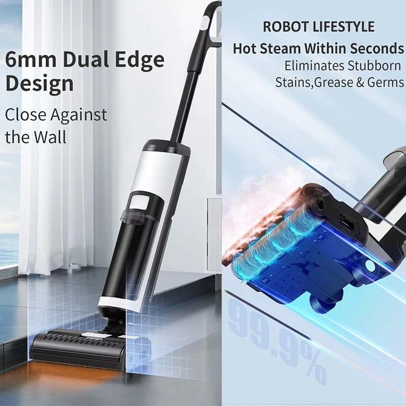 Aspirateur vapeur sans fil haut de gamme 2026 RL9Max, aspiration puissante 14000Pa, moteur sans balais, faible bruit, autonomie 40 min