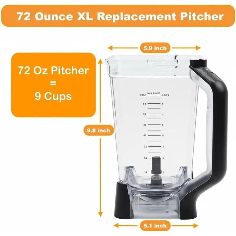 【UNIQUEMENT AVEC NOUVELLE OFFRE】Pichet de remplacement pour mixeur Ninja de 72 oz XL avec couvercle et ensemble de 6
