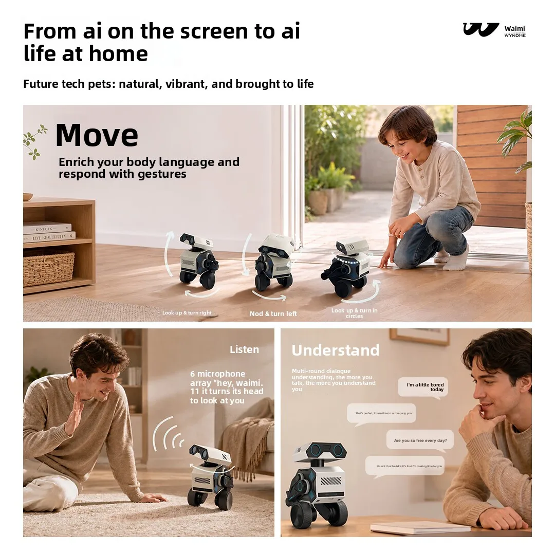 WYNDME 01 Pro Robot compagnon intelligent IA avec interaction vocale, reconnaissance d'empreintes vocales et surveillance à distance – Jouets IA