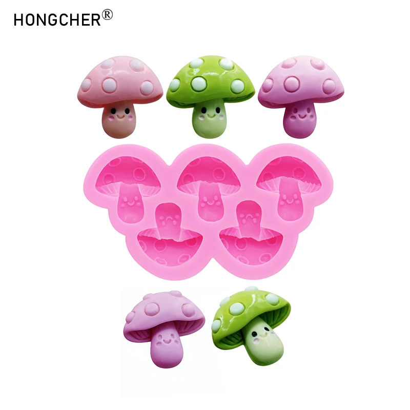Dessin animé Mini champignon chocolat Flip gâteau cuisson Dessert décoration Silicone moule bricolage résine bijoux