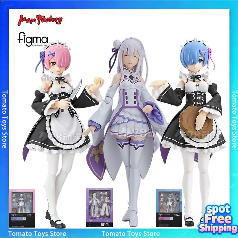 Produit par Max Factory, série de figurines mobiles figma, œuvre à thème surnaturel bien connue Re:Zero, Rem, Ram, Emilia. Cadeau de Noël.
