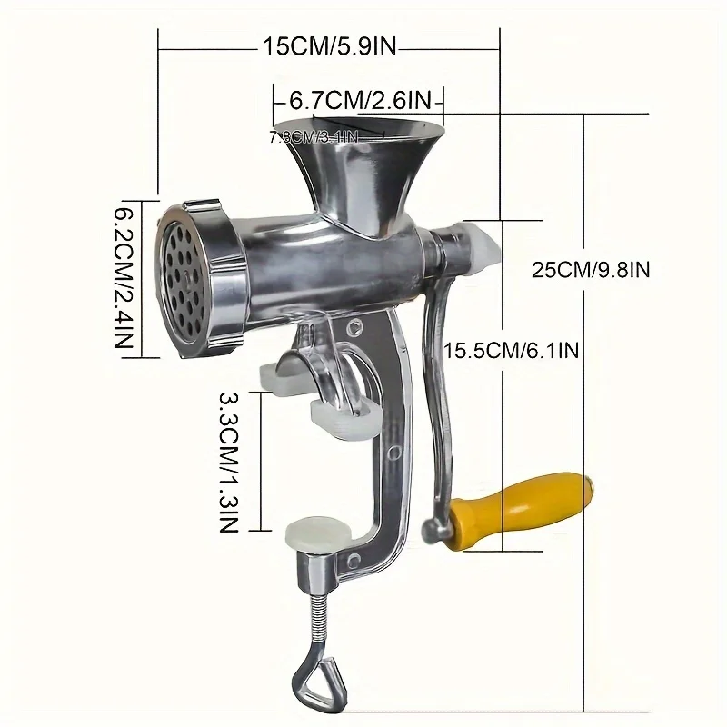 Hachoir à viande manuel avec pince de table – Robot culinaire robuste à manivelle en acier inoxydable