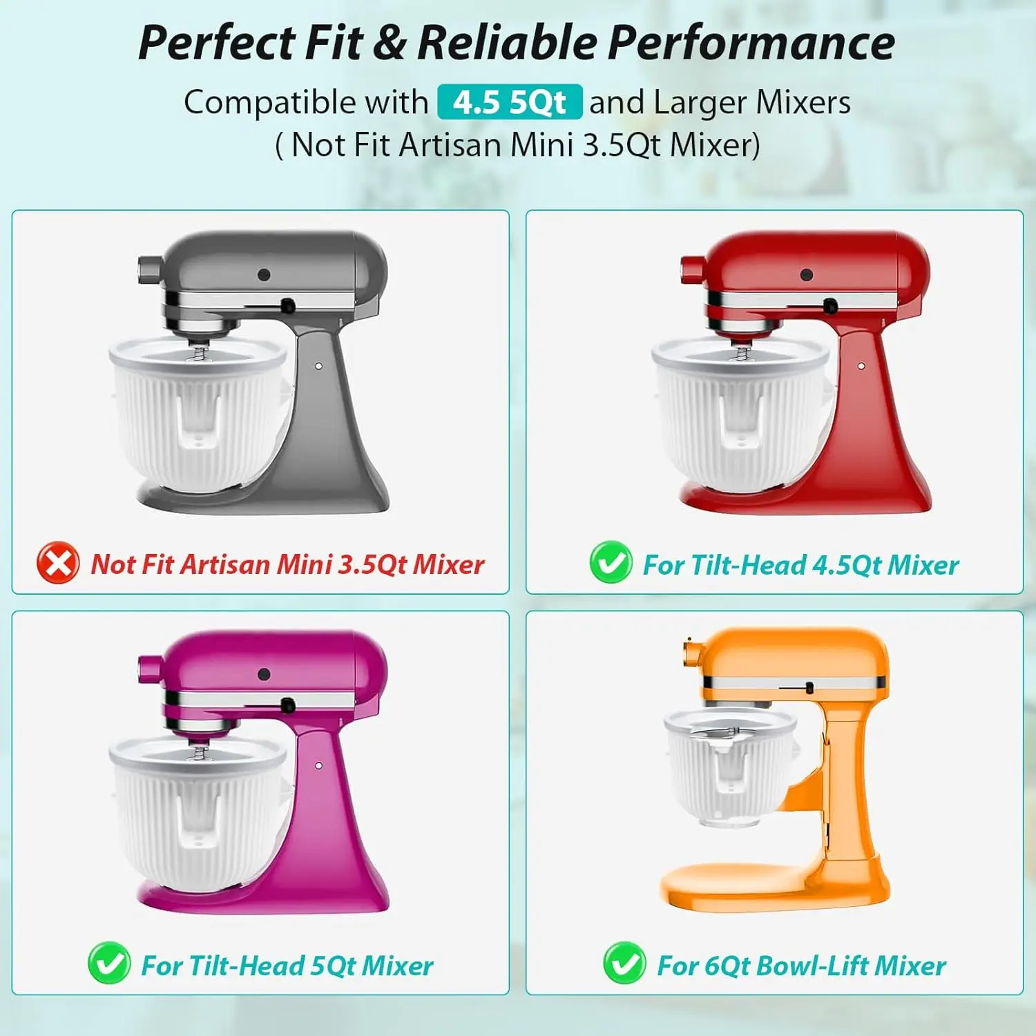 Accessoire de machine à crème glacée pour batteur sur socle KitchenAid