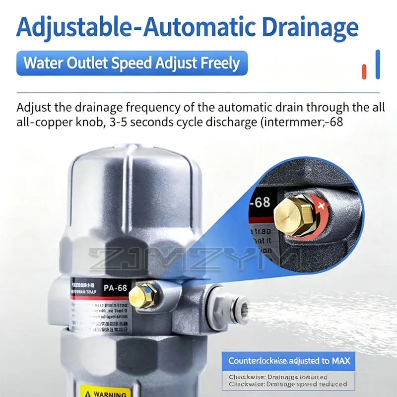 Soupape de vidange automatique réglable pour compresseur d'air, filtre de réservoir d'air, système d'air comprimé