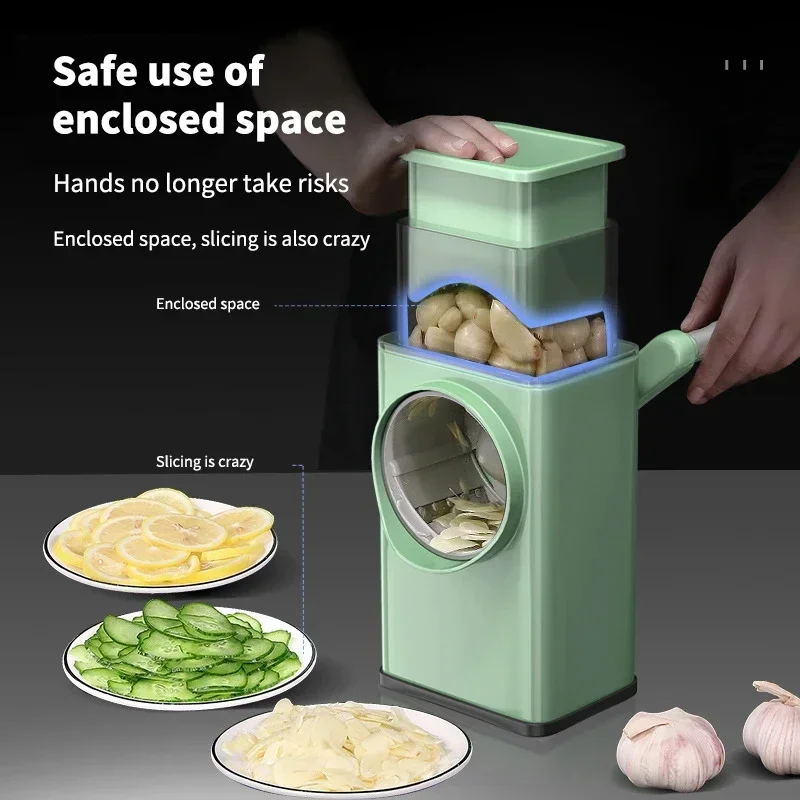 Hachoir à légumes de cuisine avec 3 tambours tranchants