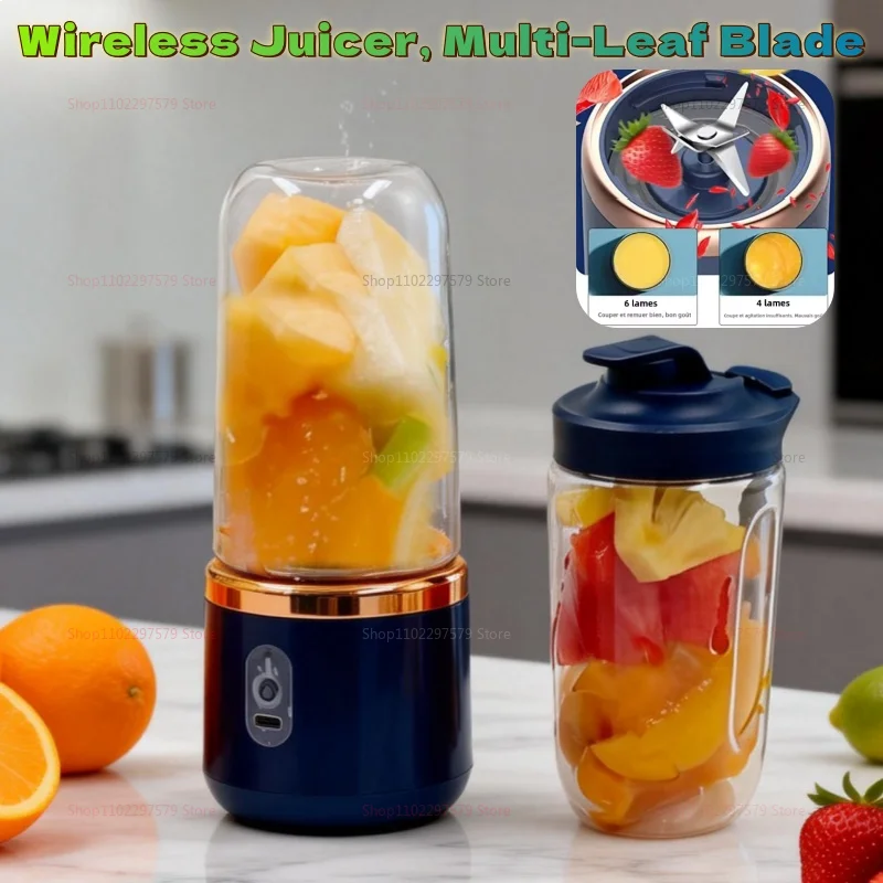 Blender portable à double gobelet, presse-agrumes USB, mixeur de fruits pour smoothies, milkshakes et jus, robot culinaire compact, presse-agrumes