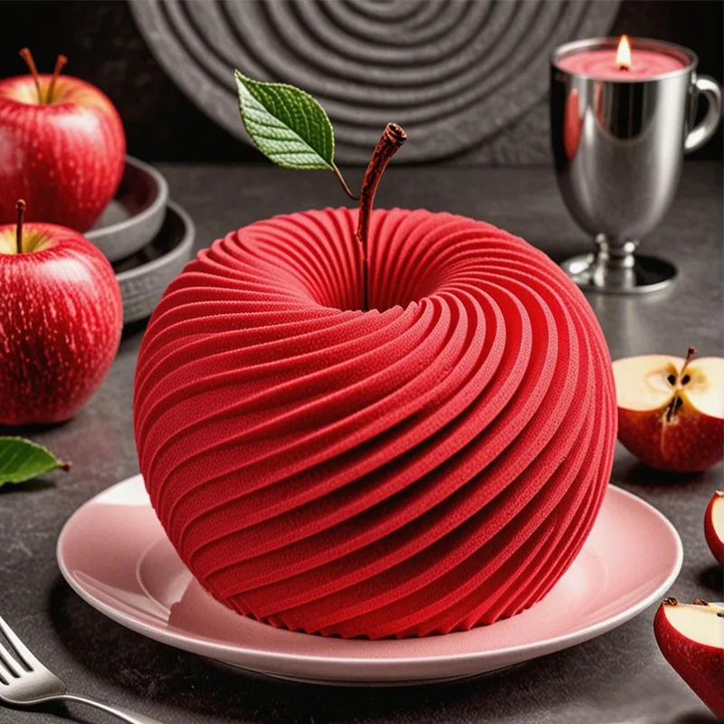 Moule à gâteau en Mousse de pomme en spirale, en Silicone, pâtisserie française, chocolat, noël, saint-valentin, vacances