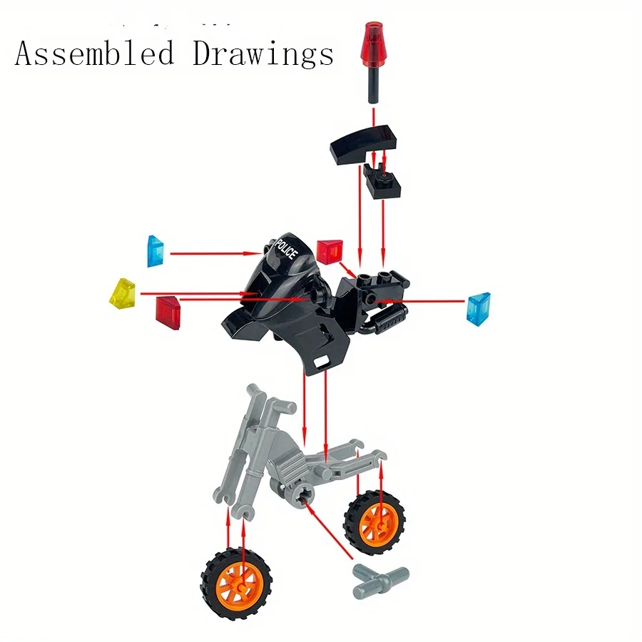 1 Pc ville Police SWAT moto modèle blocs de construction bricolage modèle blocs de construction briques jouets pour enfants 6 +