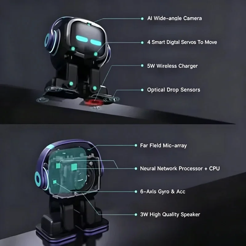 Robot jouet intelligent AI EMO avec reconnaissance vocale pour la communication émotionnelle, animal électronique pour enfants et adultes