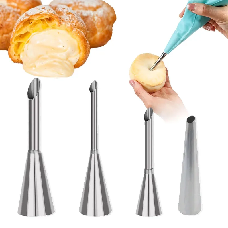Ensemble de buses de tuyauterie de pâtisserie bouffante, pointes de décoration en acier inoxydable pour gâteaux, cupcakes, biscuits, crème glacée, outils de cuisson pour boulanger, 4 pièces