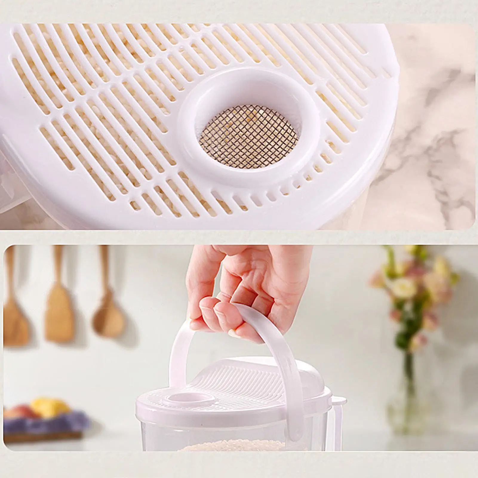 Bol de lavage de riz, passoire de cuisine avec couvercle